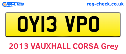 OY13VPO are the vehicle registration plates.