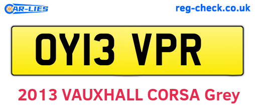 OY13VPR are the vehicle registration plates.