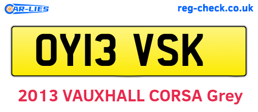 OY13VSK are the vehicle registration plates.