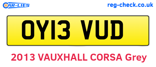 OY13VUD are the vehicle registration plates.