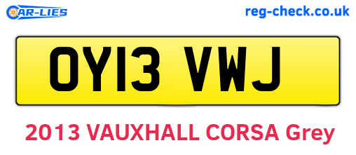 OY13VWJ are the vehicle registration plates.