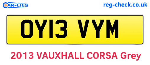 OY13VYM are the vehicle registration plates.