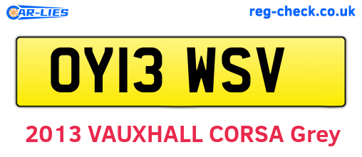 OY13WSV are the vehicle registration plates.