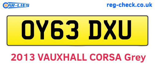OY63DXU are the vehicle registration plates.