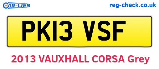 PK13VSF are the vehicle registration plates.