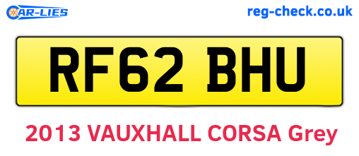 RF62BHU are the vehicle registration plates.