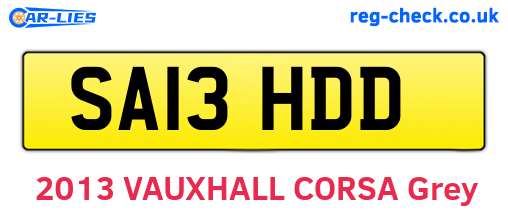 SA13HDD are the vehicle registration plates.