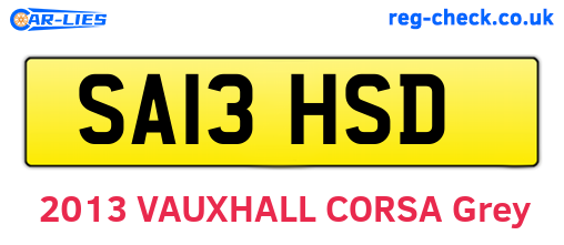 SA13HSD are the vehicle registration plates.