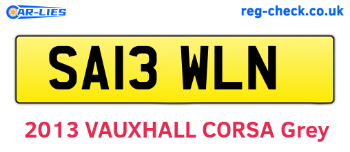 SA13WLN are the vehicle registration plates.
