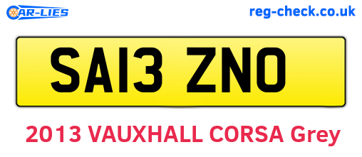 SA13ZNO are the vehicle registration plates.