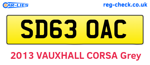 SD63OAC are the vehicle registration plates.