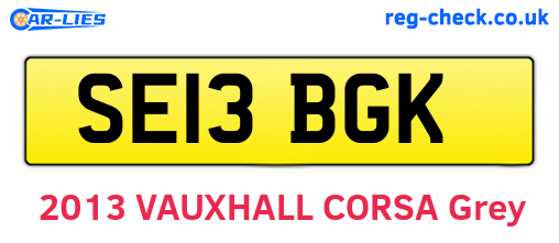 SE13BGK are the vehicle registration plates.