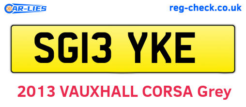 SG13YKE are the vehicle registration plates.