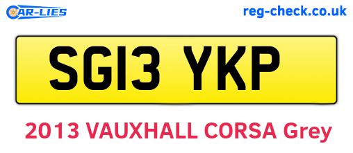 SG13YKP are the vehicle registration plates.