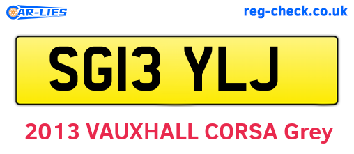 SG13YLJ are the vehicle registration plates.