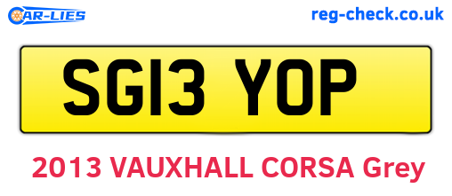 SG13YOP are the vehicle registration plates.