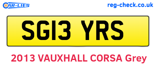 SG13YRS are the vehicle registration plates.