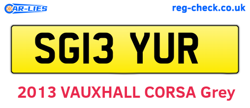 SG13YUR are the vehicle registration plates.