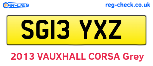 SG13YXZ are the vehicle registration plates.