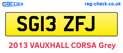SG13ZFJ are the vehicle registration plates.
