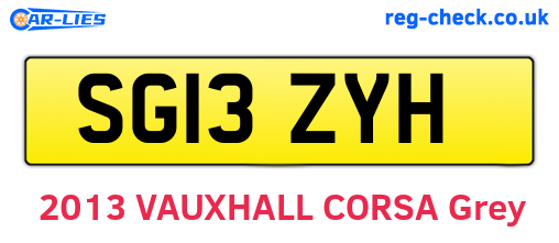 SG13ZYH are the vehicle registration plates.