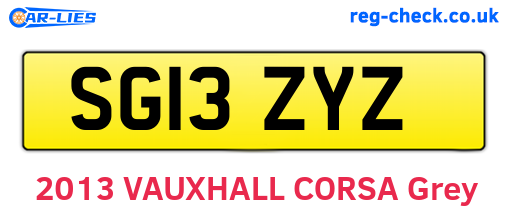 SG13ZYZ are the vehicle registration plates.