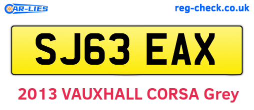 SJ63EAX are the vehicle registration plates.