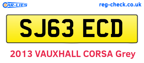 SJ63ECD are the vehicle registration plates.
