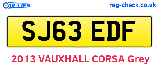 SJ63EDF are the vehicle registration plates.