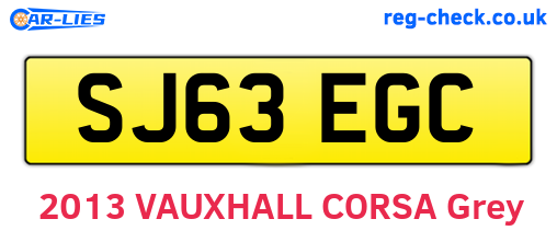 SJ63EGC are the vehicle registration plates.