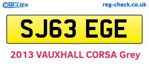 SJ63EGE are the vehicle registration plates.