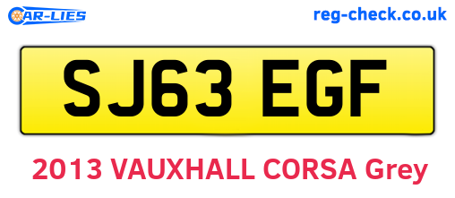 SJ63EGF are the vehicle registration plates.