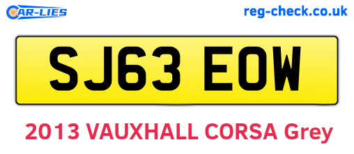 SJ63EOW are the vehicle registration plates.