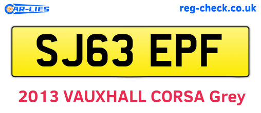 SJ63EPF are the vehicle registration plates.