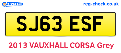 SJ63ESF are the vehicle registration plates.