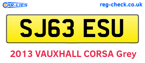 SJ63ESU are the vehicle registration plates.