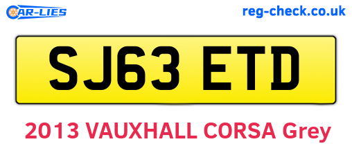 SJ63ETD are the vehicle registration plates.