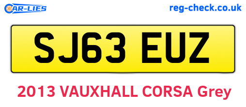 SJ63EUZ are the vehicle registration plates.