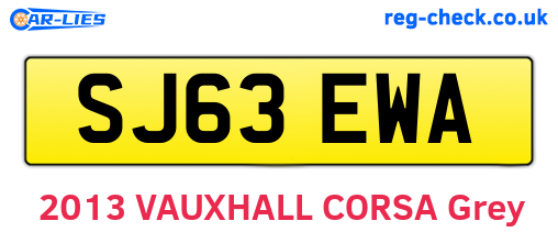 SJ63EWA are the vehicle registration plates.