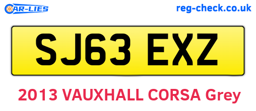 SJ63EXZ are the vehicle registration plates.