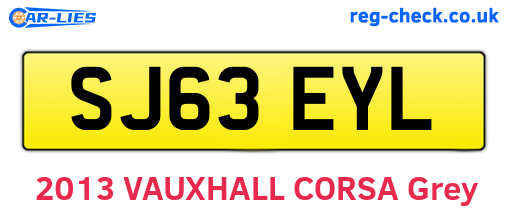 SJ63EYL are the vehicle registration plates.