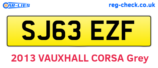 SJ63EZF are the vehicle registration plates.