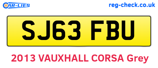 SJ63FBU are the vehicle registration plates.