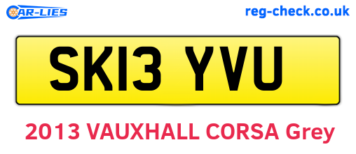 SK13YVU are the vehicle registration plates.