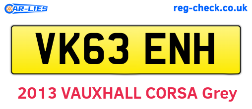 VK63ENH are the vehicle registration plates.