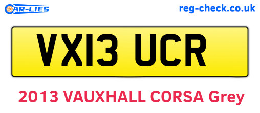 VX13UCR are the vehicle registration plates.