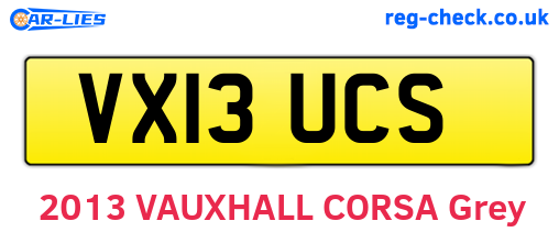 VX13UCS are the vehicle registration plates.