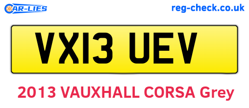 VX13UEV are the vehicle registration plates.