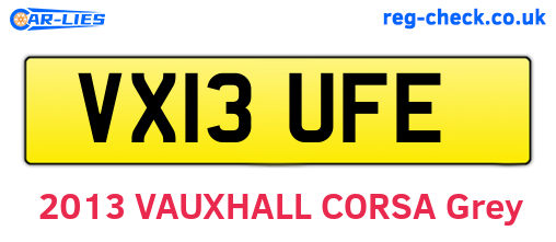 VX13UFE are the vehicle registration plates.