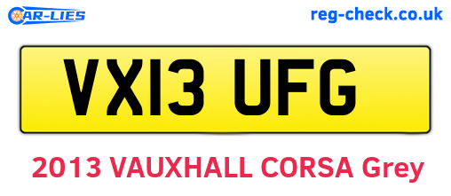 VX13UFG are the vehicle registration plates.